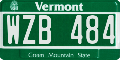 VT license plate WZB484