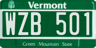VT license plate WZB501