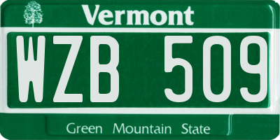 VT license plate WZB509