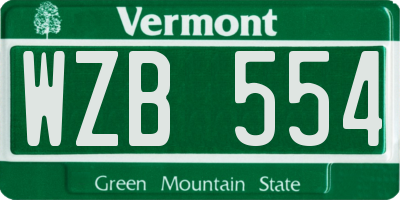 VT license plate WZB554