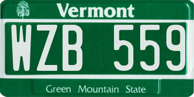 VT license plate WZB559