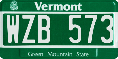 VT license plate WZB573