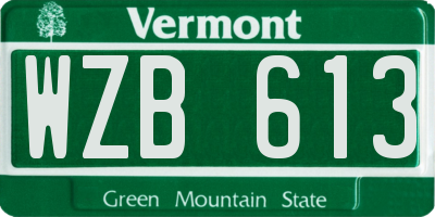 VT license plate WZB613