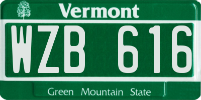VT license plate WZB616