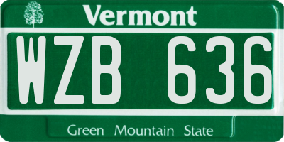 VT license plate WZB636