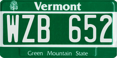 VT license plate WZB652