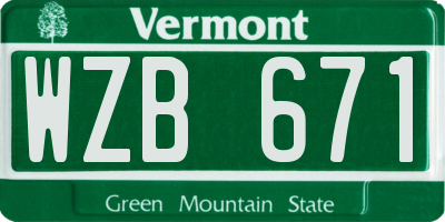 VT license plate WZB671