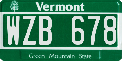 VT license plate WZB678