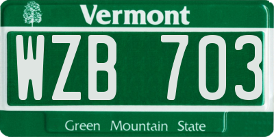 VT license plate WZB703