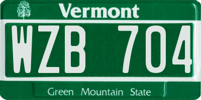 VT license plate WZB704