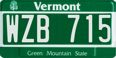 VT license plate WZB715