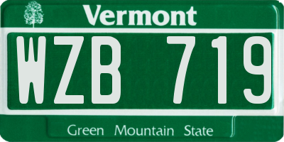 VT license plate WZB719