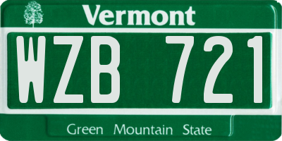 VT license plate WZB721