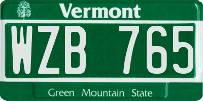 VT license plate WZB765