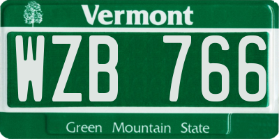 VT license plate WZB766