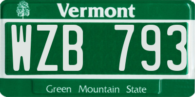 VT license plate WZB793