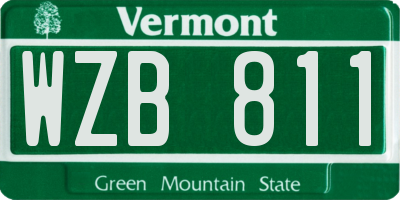 VT license plate WZB811