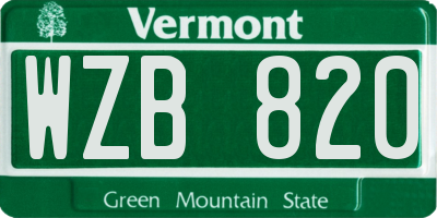 VT license plate WZB820