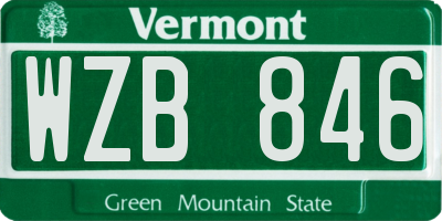 VT license plate WZB846