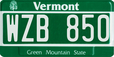 VT license plate WZB850