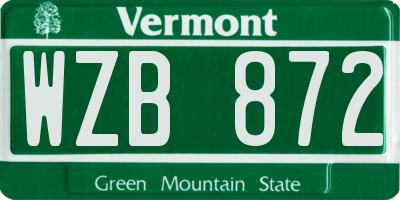 VT license plate WZB872