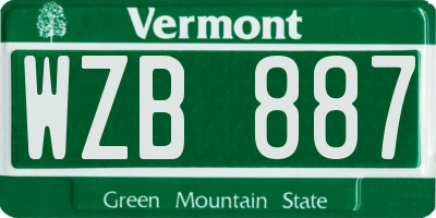 VT license plate WZB887