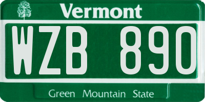 VT license plate WZB890