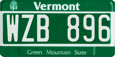 VT license plate WZB896