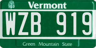 VT license plate WZB919