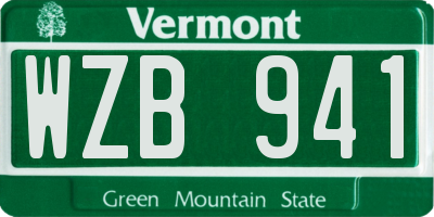 VT license plate WZB941