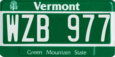 VT license plate WZB977