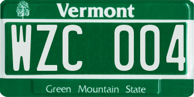 VT license plate WZC004