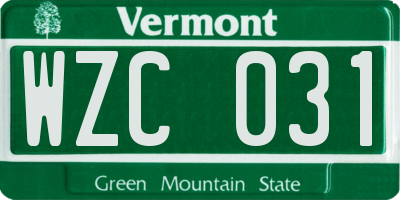 VT license plate WZC031