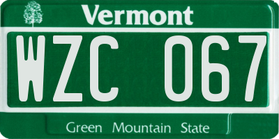 VT license plate WZC067