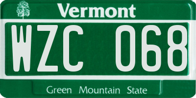 VT license plate WZC068