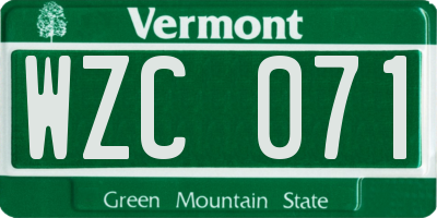 VT license plate WZC071