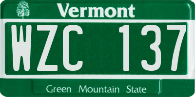 VT license plate WZC137