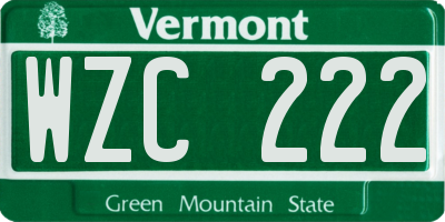 VT license plate WZC222