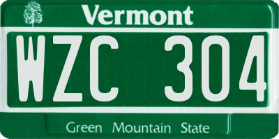 VT license plate WZC304