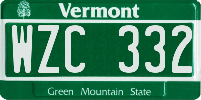VT license plate WZC332