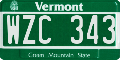 VT license plate WZC343