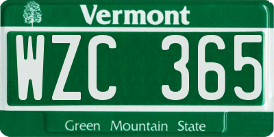 VT license plate WZC365