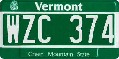 VT license plate WZC374