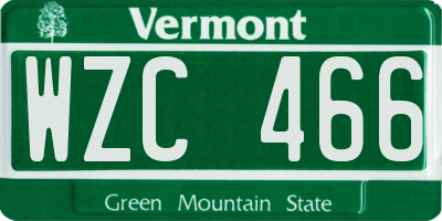 VT license plate WZC466