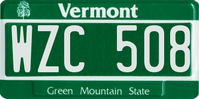 VT license plate WZC508