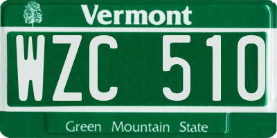 VT license plate WZC510