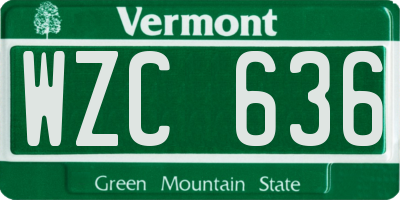 VT license plate WZC636