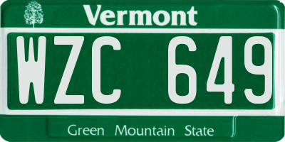 VT license plate WZC649