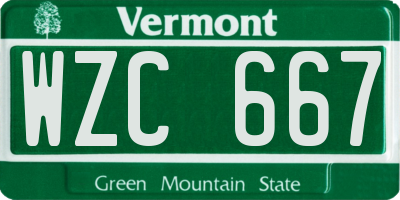 VT license plate WZC667