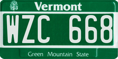VT license plate WZC668